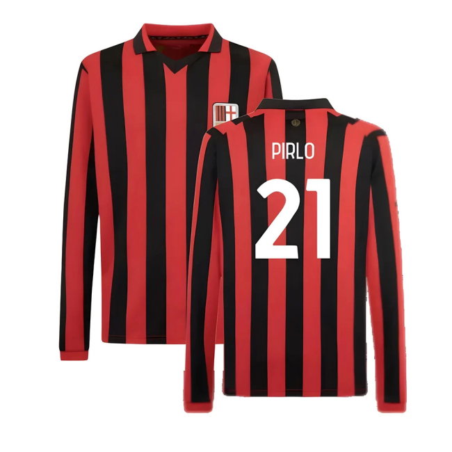 AC Milan 125th Authentic Shirt LS (Black-Red) (Pirlo 21)