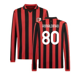 AC Milan 125th Authentic Shirt LS (Black-Red) (Ronaldinho 80)