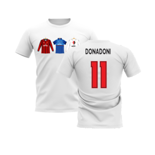 AC Milan 1995-1996 Retro Shirt T-shirt (White) (Donadoni 11)