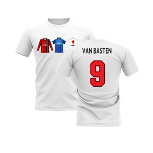 AC Milan 1995-1996 Retro Shirt T-shirt (White) (VAN BASTEN 9)