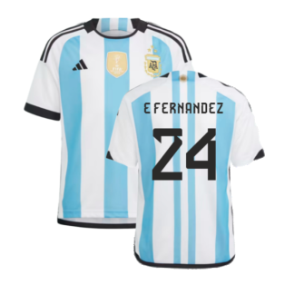 Argentina 2022 World Cup Winners Home Shirt - Kids (E FERNANDEZ 24)