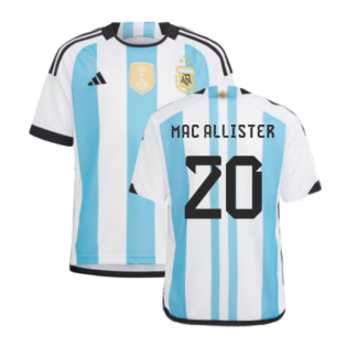 Argentina 2022 World Cup Winners Home Shirt - Kids (MAC ALLISTER 20)