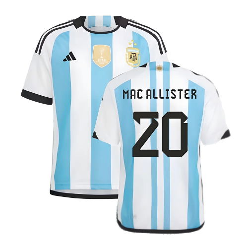 Argentina 2022 World Cup Winners Home Shirt - Kids (MAC ALLISTER 20)