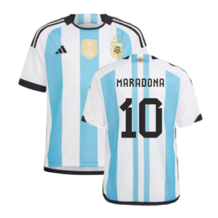 Argentina 2022 World Cup Winners Home Shirt - Kids (MARADONA 10)