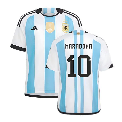 Argentina 2022 World Cup Winners Home Shirt - Kids (MARADONA 10)