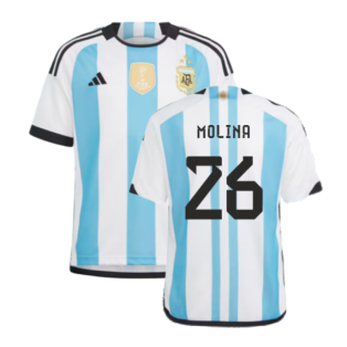 Argentina 2022 World Cup Winners Home Shirt - Kids (MOLINA 26)