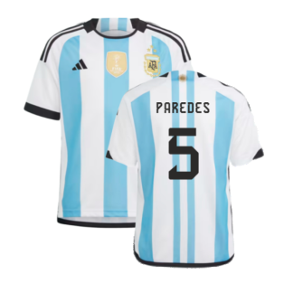 Argentina 2022 World Cup Winners Home Shirt - Kids (PAREDES 5)