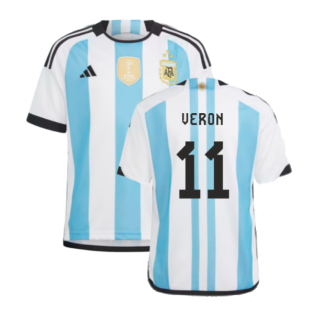 Argentina 2022 World Cup Winners Home Shirt - Kids (VERON 11)