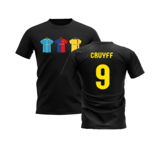 Barcelona 2008-2009 Retro Shirt T-shirt (Black) (CRUYFF 9)