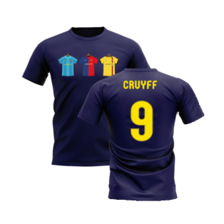 Barcelona 2008-2009 Retro Shirt T-shirt (Navy) (CRUYFF 9)