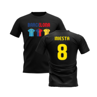 Barcelona 2008-2009 Retro Shirt T-shirt - Text (Black) (Iniesta 8)
