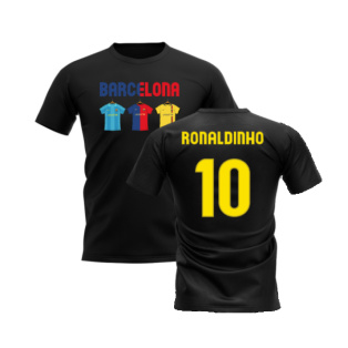 Barcelona 2008-2009 Retro Shirt T-shirt - Text (Black) (RONALDINHO 10)