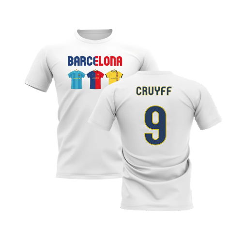 Barcelona 2008-2009 Retro Shirt T-shirt - Text (White) (CRUYFF 9)
