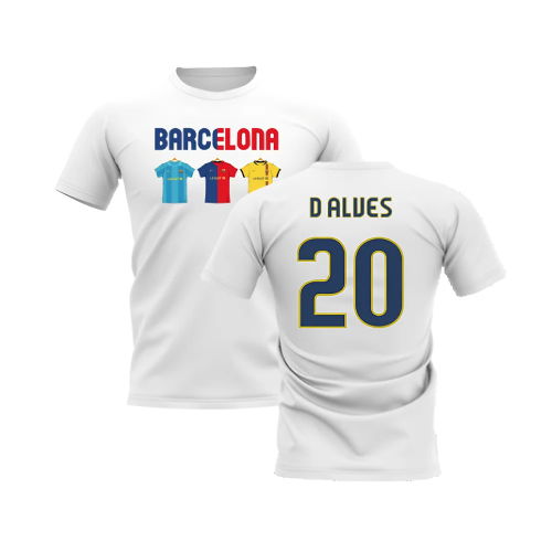 Barcelona 2008-2009 Retro Shirt T-shirt - Text (White) (D Alves 20)