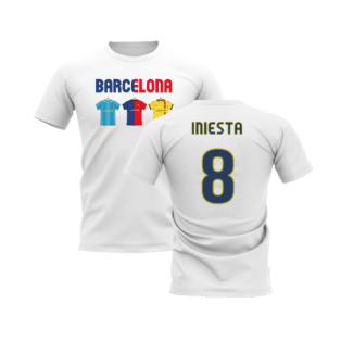 Barcelona 2008-2009 Retro Shirt T-shirt - Text (White) (Iniesta 8)