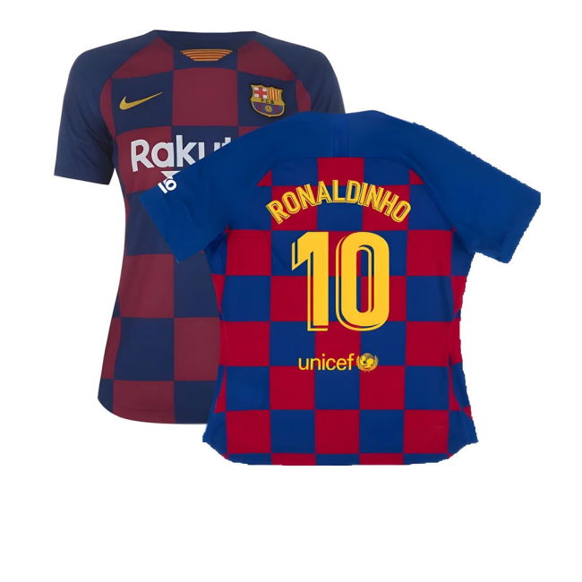 Barcelona 2019-20 Womens Home Shirt (Vaporkit) ((Excellent) S) (RONALDINHO 10)