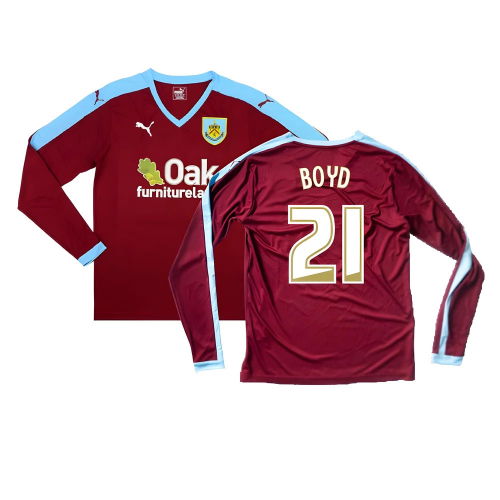 Burnley 2015-16 Long Sleeve Home Shirt ((Excellent) S) (Boyd 21)