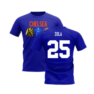 Chelsea 1995-1996 Retro Shirt T-shirts - Text (Blue) (Zola 25)