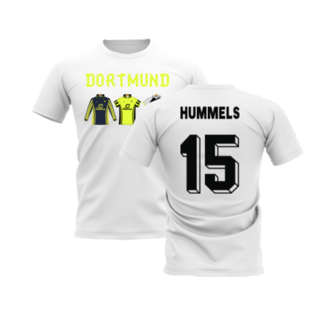 Dortmund 1996-1997 Retro Shirt T-shirt - Text (White) (Hummels 15)
