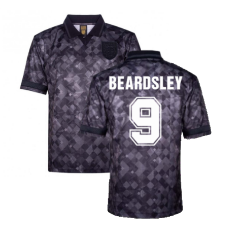 England 1990 Black Out Retro Football Shirt (Beardsley 9)