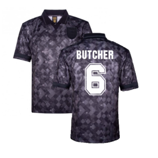 England 1990 Black Out Retro Football Shirt (Butcher 6)