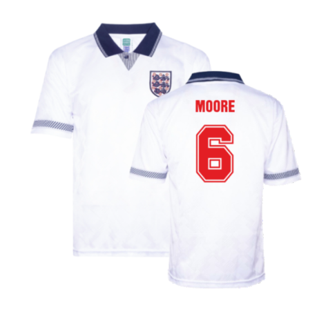 England 1990 Home Retro Shirt (MOORE 6)