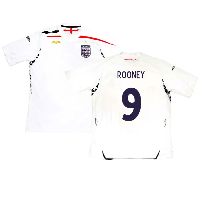 England 2007-09 Home Shirt (2XL) (Excellent) (ROONEY 9)