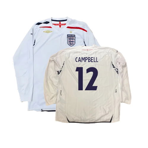 England 2007-09 Long Sleeve Home Shirt (XXL) (Very Good) (CAMPBELL 12)