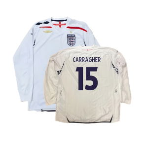 England 2007-09 Long Sleeve Home Shirt (XXL) (Very Good) (CARRAGHER 15)