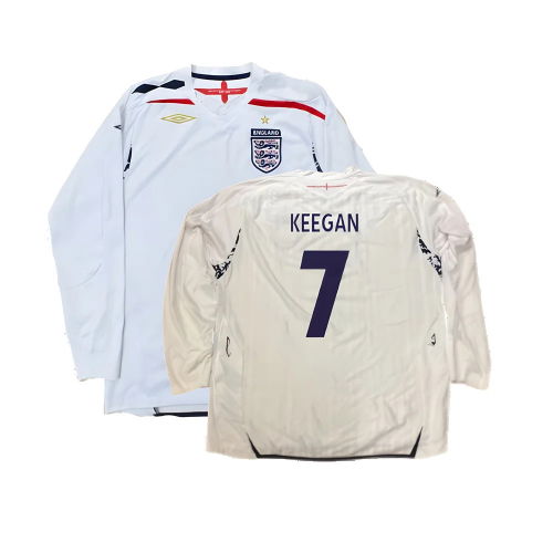 England 2007-09 Long Sleeve Home Shirt (XXL) (Very Good) (KEEGAN 7)