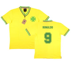 False Nein Brazil Home Football Shirt (RONALDO 9)