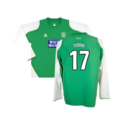 Hibs 2004-05 Long Sleeve Home Shirt ((Very Good) XL) (Dobbie 17)