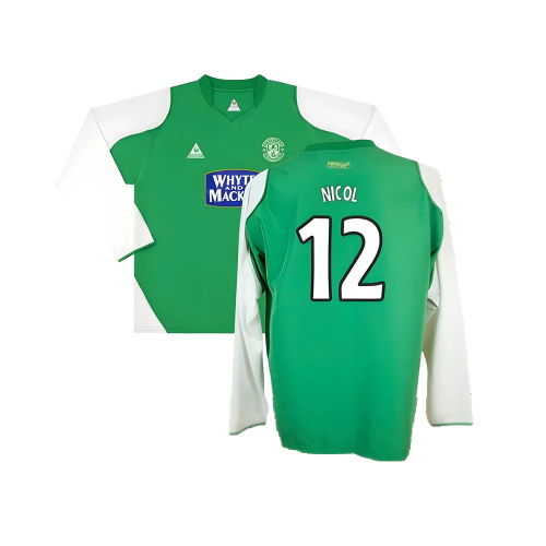 Hibs 2004-05 Long Sleeve Home Shirt ((Very Good) XL) (Nicol 12)