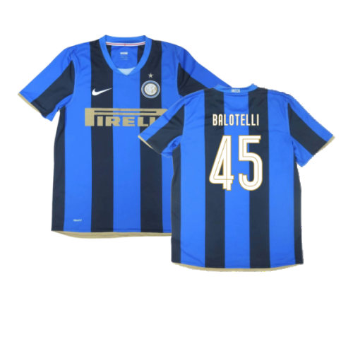 Inter Milan 2008-09 Home Shirt ((Excellent) S) (Balotelli 45)