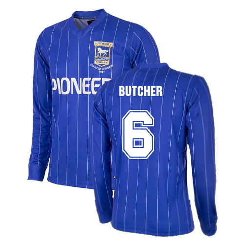 Ipswich Town FC 1981 - 82 LS Retro Shirt (Butcher 6) Ipswich Town FC 1981 - 82 LS Retro Shirt (Butcher 6)
