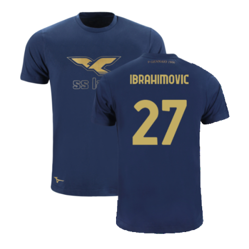 Lazio 125th Anniversary Cotton Tee (Navy) (Ibrahimovic 27) Lazio 125th Anniversary Cotton Tee (Navy) (Ibrahimovic 27)