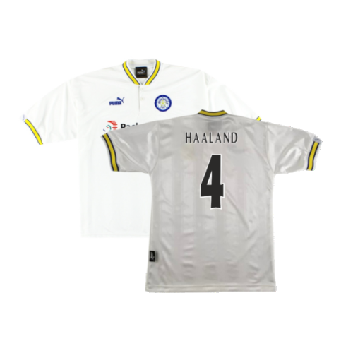 Leeds United 1996-98 Home Shirt (L) (Mint) (Haaland 4)  Leeds United 1996-98 Home Shirt (L) (Mint) (Haaland 4)