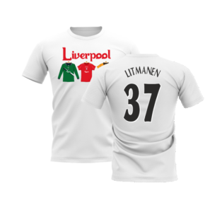 Liverpool 2000-2001 Retro Shirt T-shirt - Text (White) (Litmanen 37)