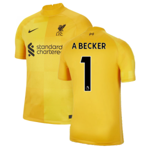 Liverpool 2021-2022 Home Goalkeeper Shirt (University Gold) - Kids (A Becker 1)