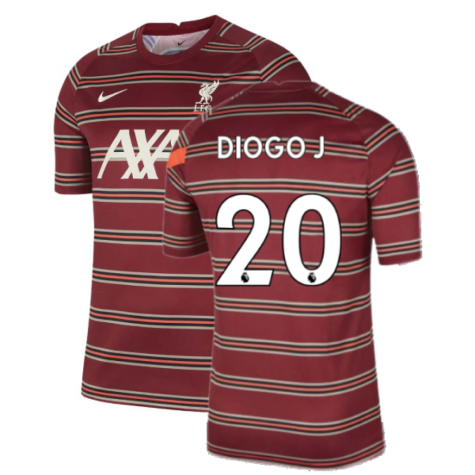Liverpool 2021-2022 Pre-Match Training Shirt (Red) - Kids (DIOGO J 20)