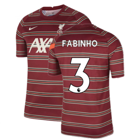 Liverpool 2021-2022 Pre-Match Training Shirt (Red) - Kids (FABINHO 3)