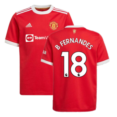 Man Utd 2021-2022 Home Shirt (Kids) (B FERNANDES 18)