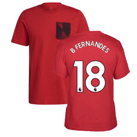 Man Utd 2021-2022 STR Graphic Tee (Red) (B FERNANDES 18)