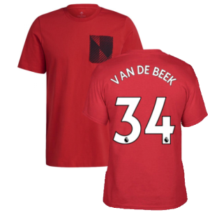 Man Utd 2021-2022 STR Graphic Tee (Red) (VAN DE BEEK 34)