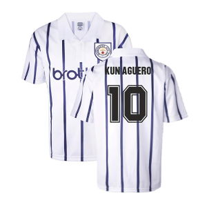 Manchester City 1993 Away Retro Football Shirt (KUN AGUERO 10)