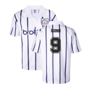 Manchester City 1993 Away Retro Football Shirt (Quinn 9)