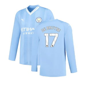 Manchester City 2023-2024 Puma Home Long Sleeved Shirt (S) (Good) (DE BRUYNE 17)