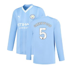 Manchester City 2023-2024 Puma Home Long Sleeved Shirt (S) (Good) (Greenwood 5)