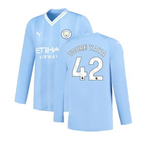 Manchester City 2023-2024 Puma Home Long Sleeved Shirt (S) (Good) (TOURE YAYA 42)