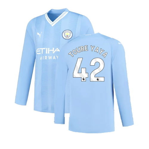 Manchester City 2023-2024 Puma Home Long Sleeved Shirt (S) (Good) (TOURE YAYA 42)